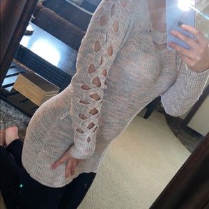 Laced knitted sweater